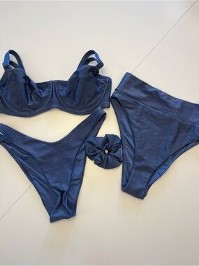 Aerie Ribbed Shine Bikini Set with Scrunchie